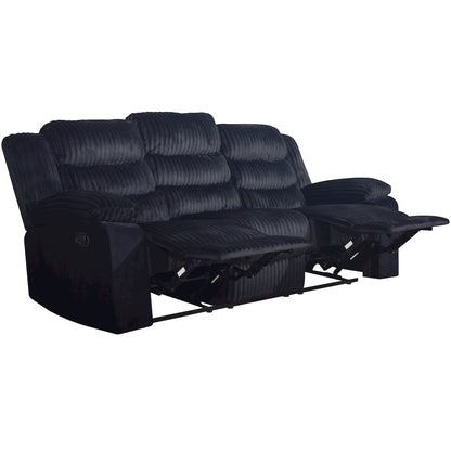 Willow 3-Piece Wood & Fabric Living Room Set in Black
