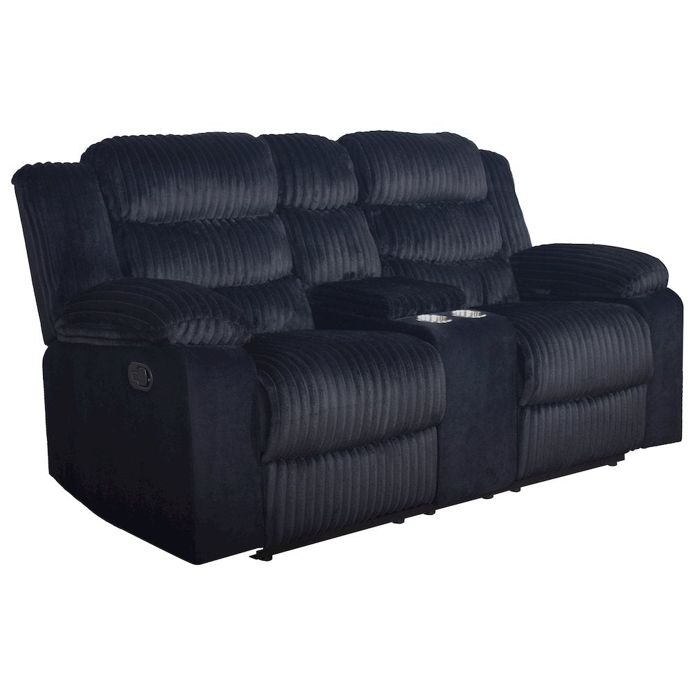 Willow 3-Piece Wood & Fabric Living Room Set in Black