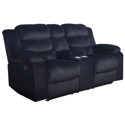 Willow 3-Piece Wood & Fabric Living Room Set in Black