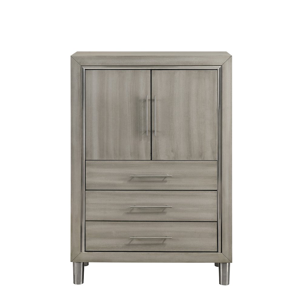 New Classic Furniture Lennox 5Pc Wood King Bedroom Set w Chest in Gray