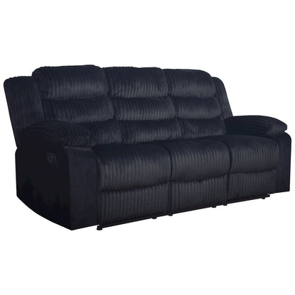 Willow 3-Piece Wood & Fabric Living Room Set in Black