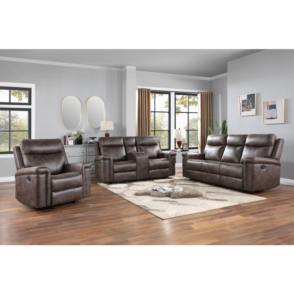 Quade Sofa W/Dual Recliner-Mocha