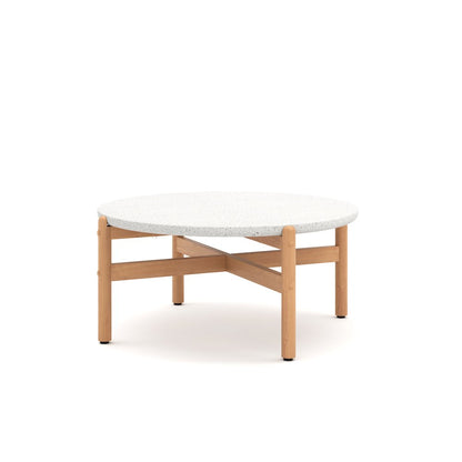Solstice 33.2 in. Round Wood Coffee Table with Terrazo Top
