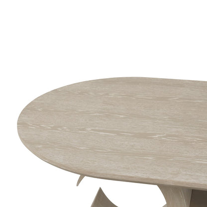 Gwendolyn Wood Oval Dining Table in Taupe
