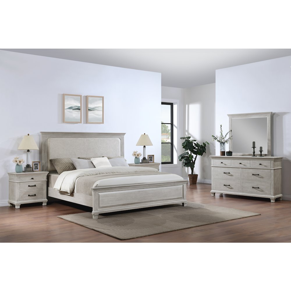 Silver Sands 5Pc Wood Queen Bedroom Set w 2 Ns in Gray