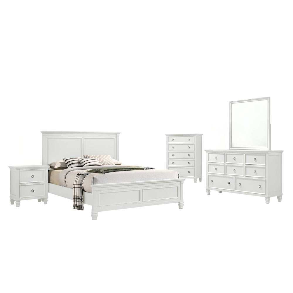 Furniture Tamarack 5-Piece Wood King Bedroom Set in White