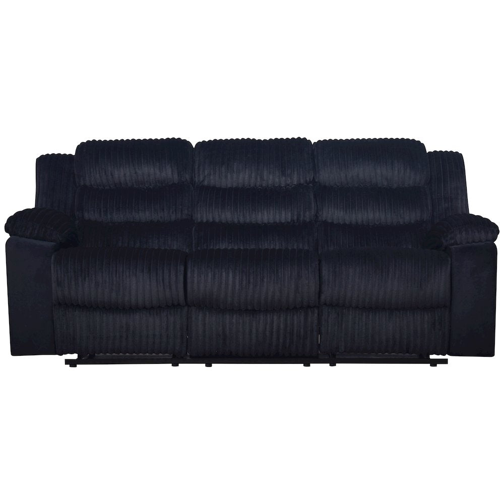 Willow 3-Piece Wood & Fabric Living Room Set in Black