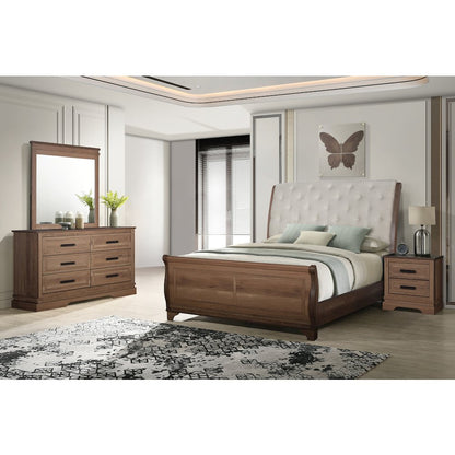 Coventry Hall 4Pc Wood Queen Bedroom Set, Nightstand in Pecan