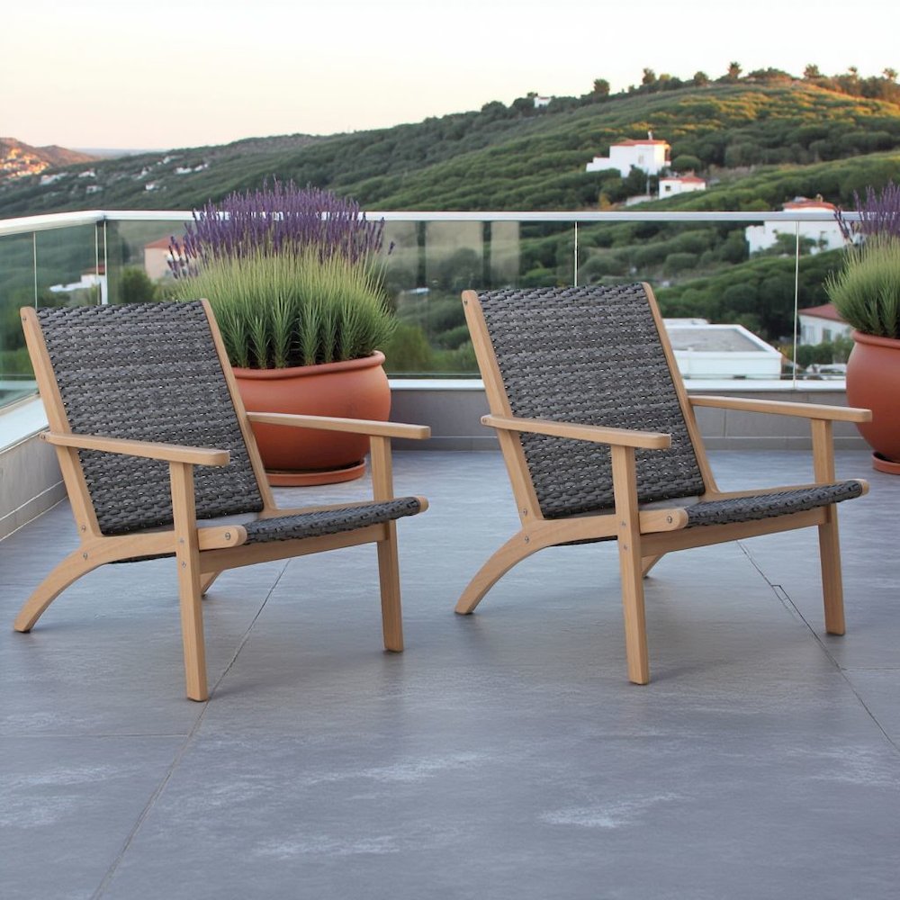 Gray Club Chairs Set of 2, Comfy Patio Chair for Outdoor Seating