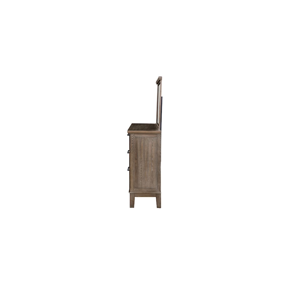 Cagney Wood 6-Drawer Dresser with Mirror, Vintage Gray