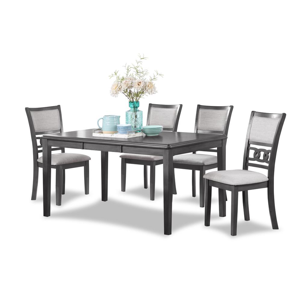 Gia 5-Piece 60" Wood Rectangle Dining Set with 4 Chairs in Gray