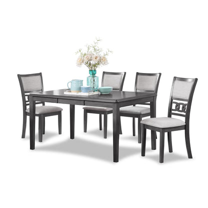 Gia 5-Piece 60" Wood Rectangle Dining Set with 4 Chairs in Gray