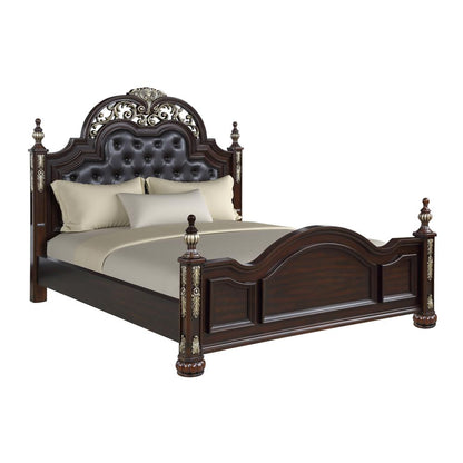 Furniture Maximus Contemporary Solid Wood 5/0 Q Bed in Brown