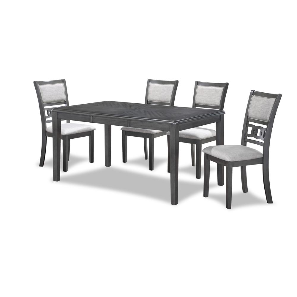 Gia 5-Piece 60" Wood Rectangle Dining Set with 4 Chairs in Gray