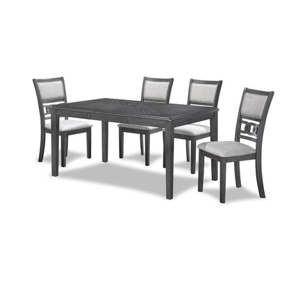 Gia 5-Piece 60" Wood Rectangle Dining Set with 4 Chairs in Gray