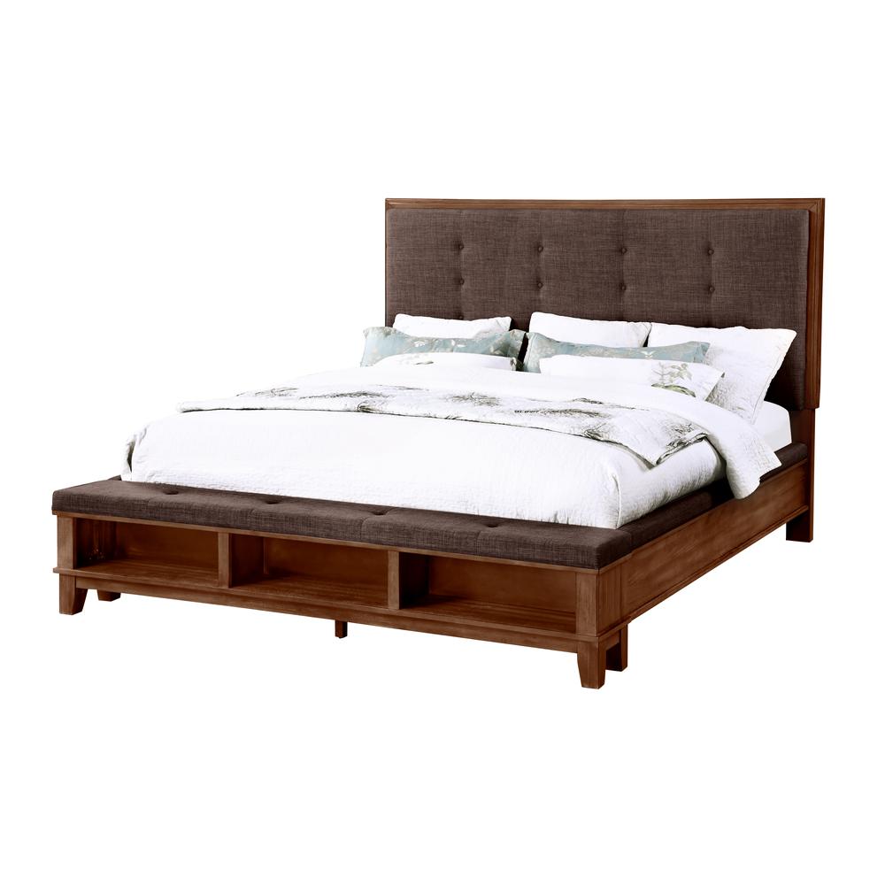 Furniture Cagney Contemporary Solid Wood 6/6 Ek Bed in Brown