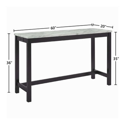 Furniture Celeste 4-Piece Faux Marble & Wood Bar Set in Black