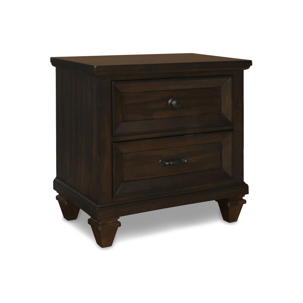 Sevilla 4-Piece Wood Cal King Bedroom Set with Nightstand in Walnut