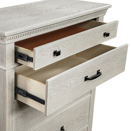Silver Sands 4Pc Wood Queen Bedroom Set w Chest in Gray