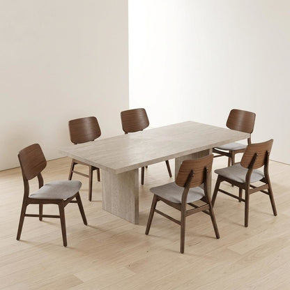 Solid Wood Upholstered Dining Chairs, Dark Gray, Set of 6