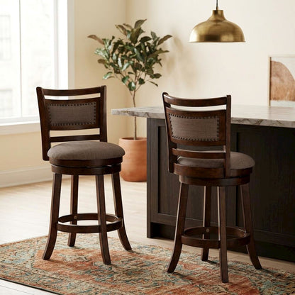 Swivel Counter Height Barstools with Upholstered Seat, Set of 2
