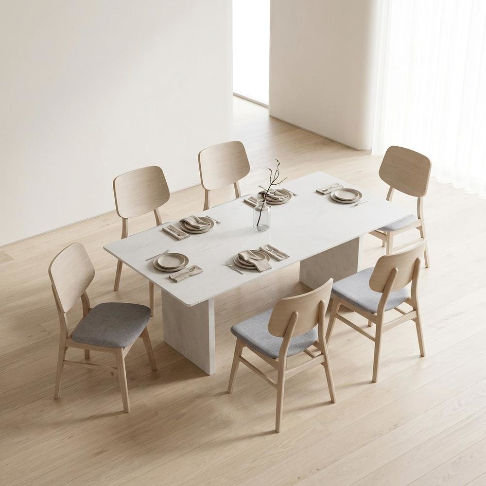 Fabric-Upholstered Wood Dining Chairs for Kitchen and Dining Room, Set of 6