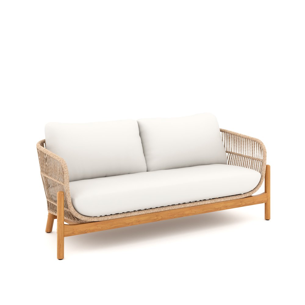 Solstice Wood Patio Loveseat, Linen Beige