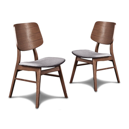 Oscar Wood Dining Chair in Walnut/Dark Gray (Set of 2)