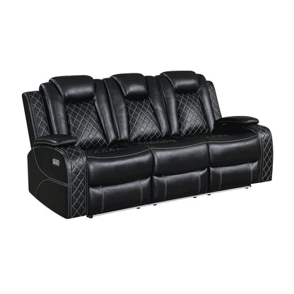 Orion II 3-Pc Faux Leather Power Sectional, Black