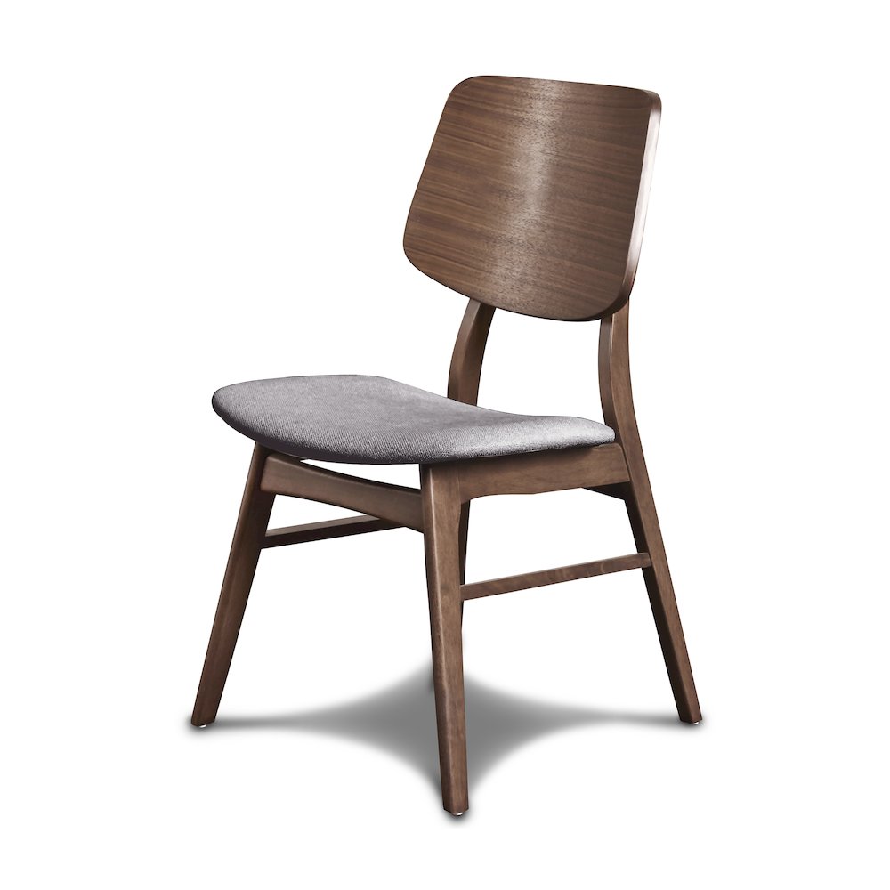 Oscar Wood Dining Chair in Walnut/Dark Gray (Set of 2)