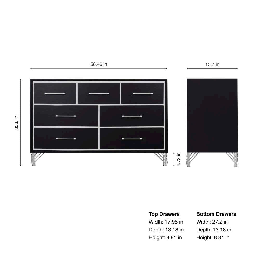 Ava 4-Pc Wood King Bedroom Set with Ns in Ebony Black