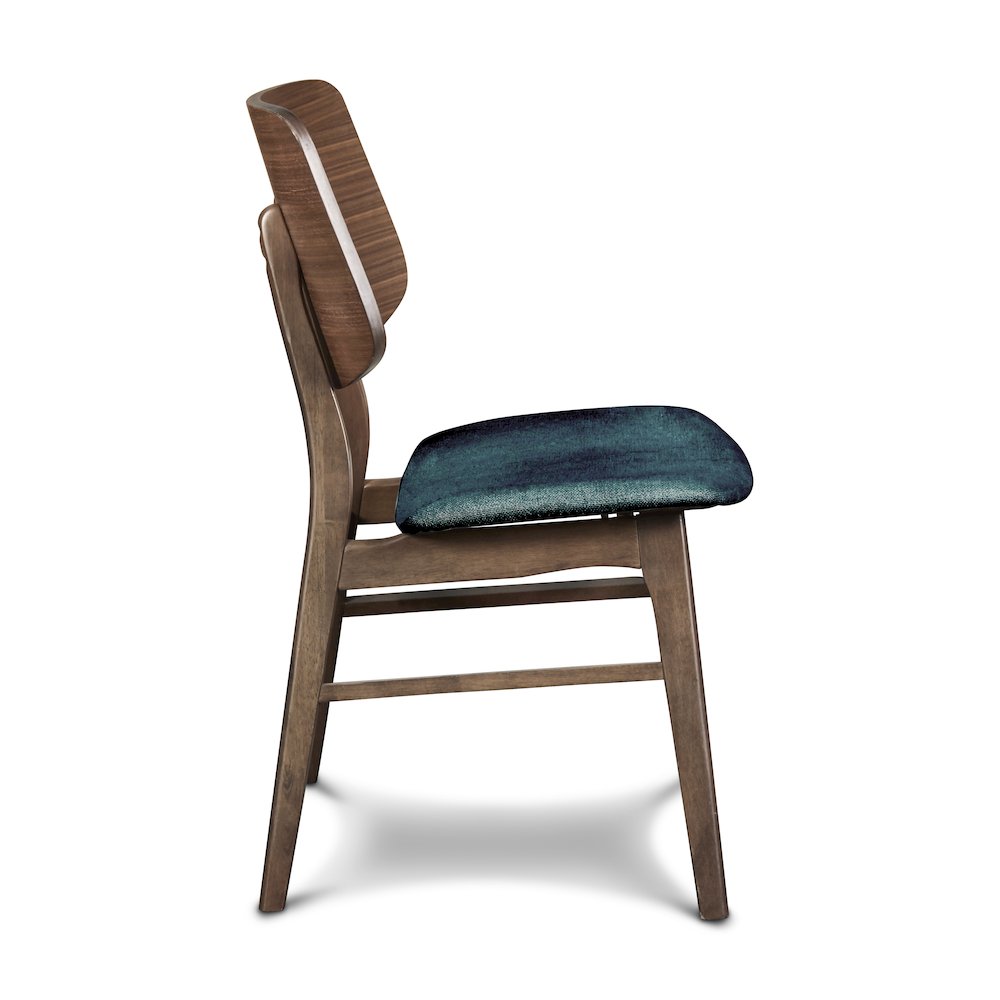 Oscar Wood Dining Chair in Walnut/Teal (Set of 2)