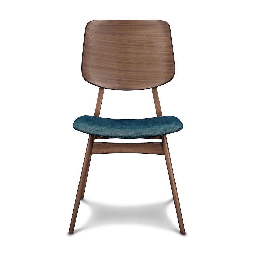 Oscar Wood Dining Chair in Walnut/Teal (Set of 2)