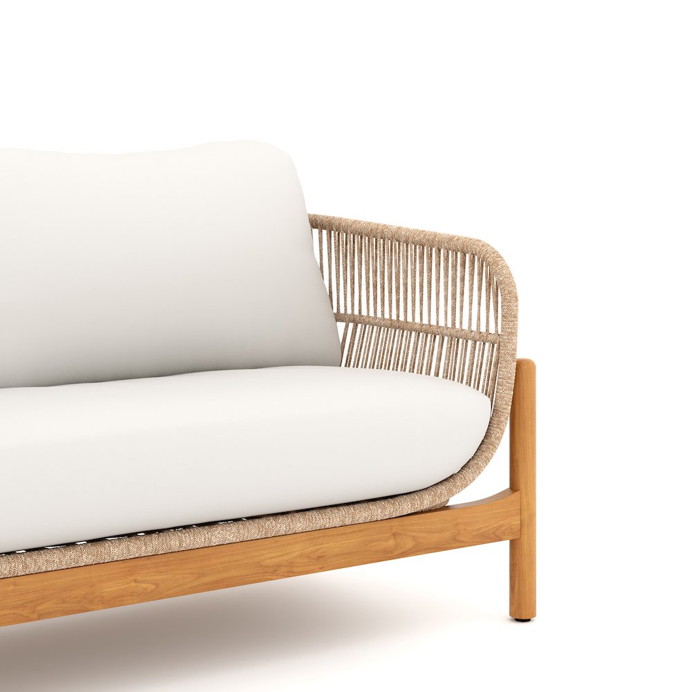 Solstice Wood Patio Loveseat, Linen Beige