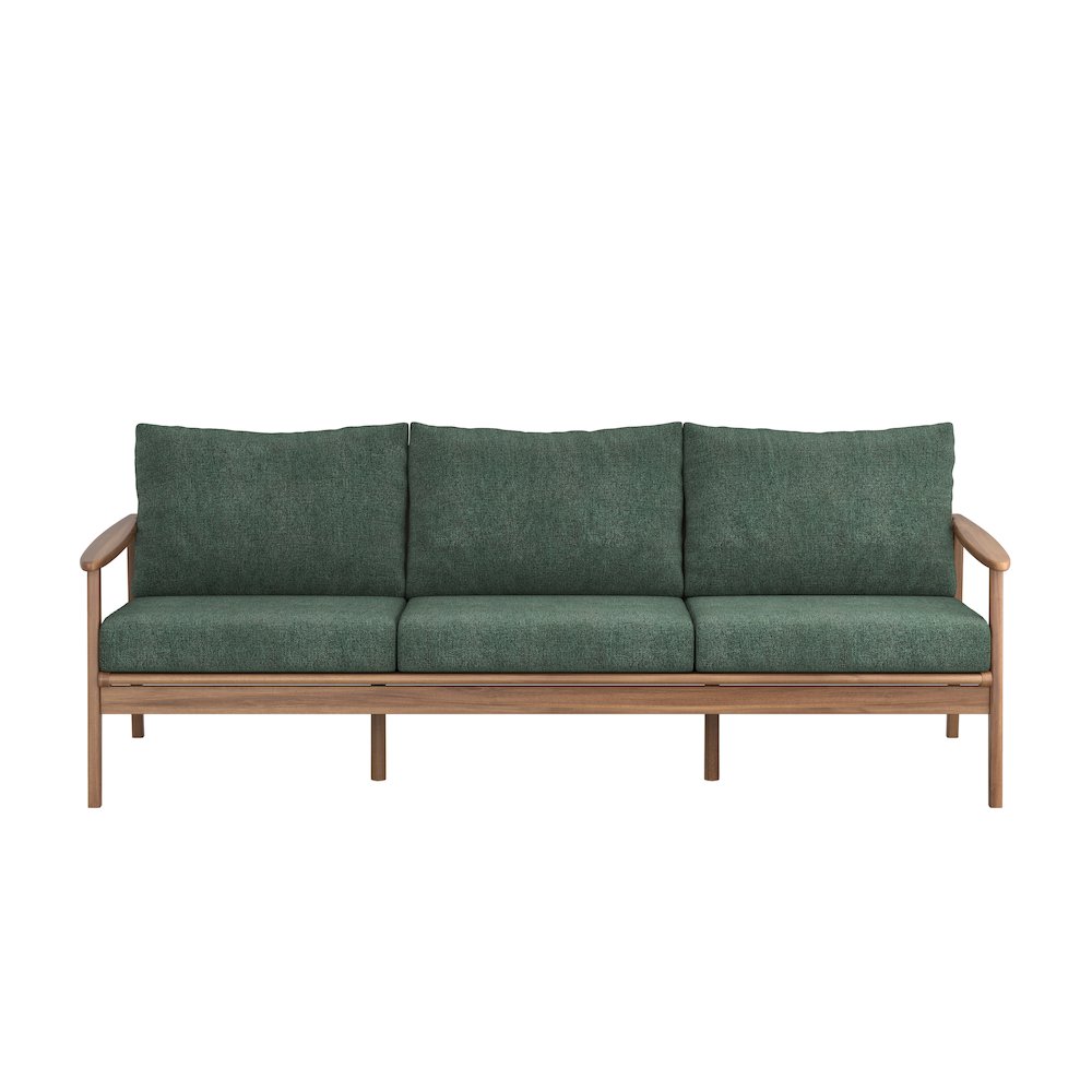 Ashton Wood/Fabric Patio Sofa in Moss Green