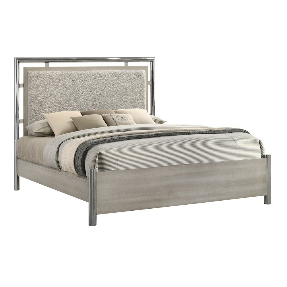 New Classic Furniture Lennox 4Pc Wood King Bedroom Set w Chest in Gray