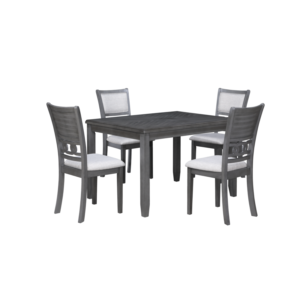 Gia 5-Piece 48" Wood Rectangular Dining Set with 4 Chairs in Gray