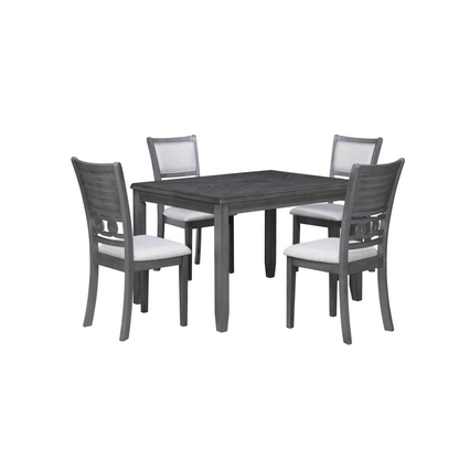 Gia 5-Piece 48" Wood Rectangular Dining Set with 4 Chairs in Gray