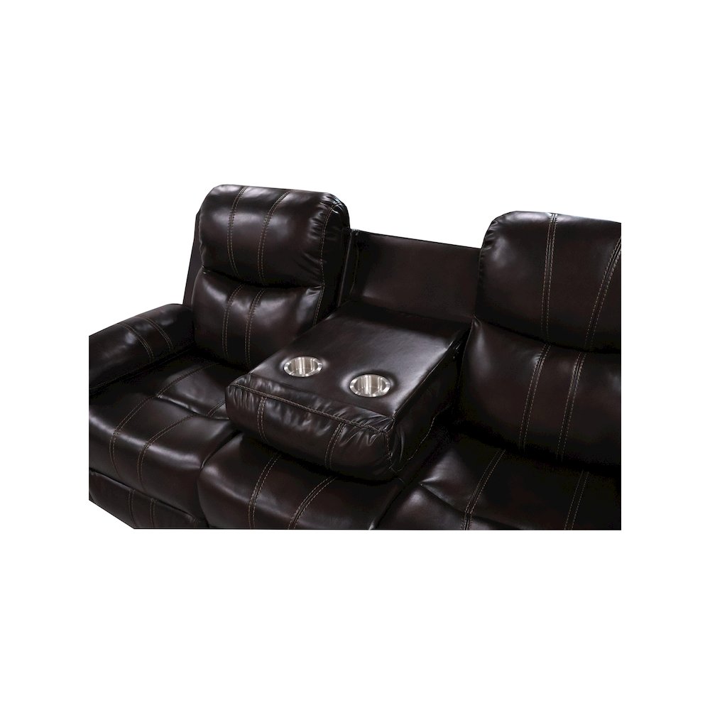 Kellen  Sofa W/Dual Recliner & Drop Down  Tray-Brown