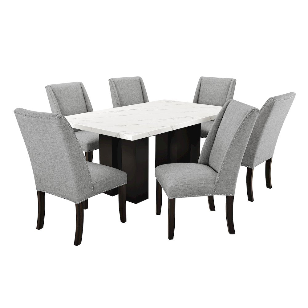 Faust 7-Piece Wood Adjustable Dining Table Set in Gray