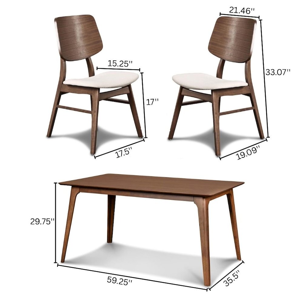 Brown Wood Rectangle 5 Piece Dining Table Set with 4 Chairs