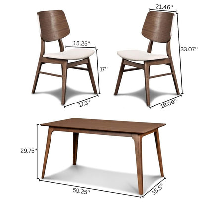 Brown Wood Rectangle 5 Piece Dining Table Set with 4 Chairs
