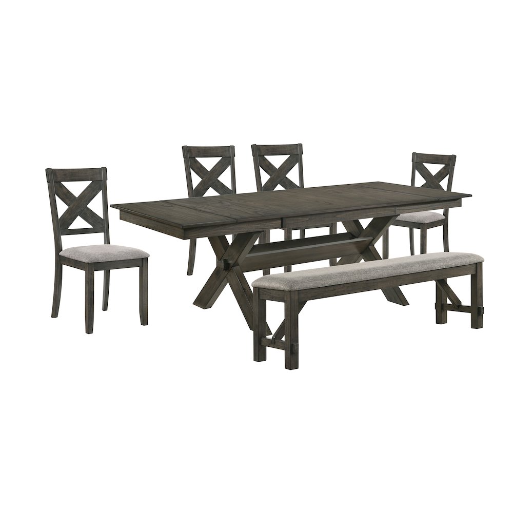 Gulliver 6-Piece Wood Dining Table Set in Brown