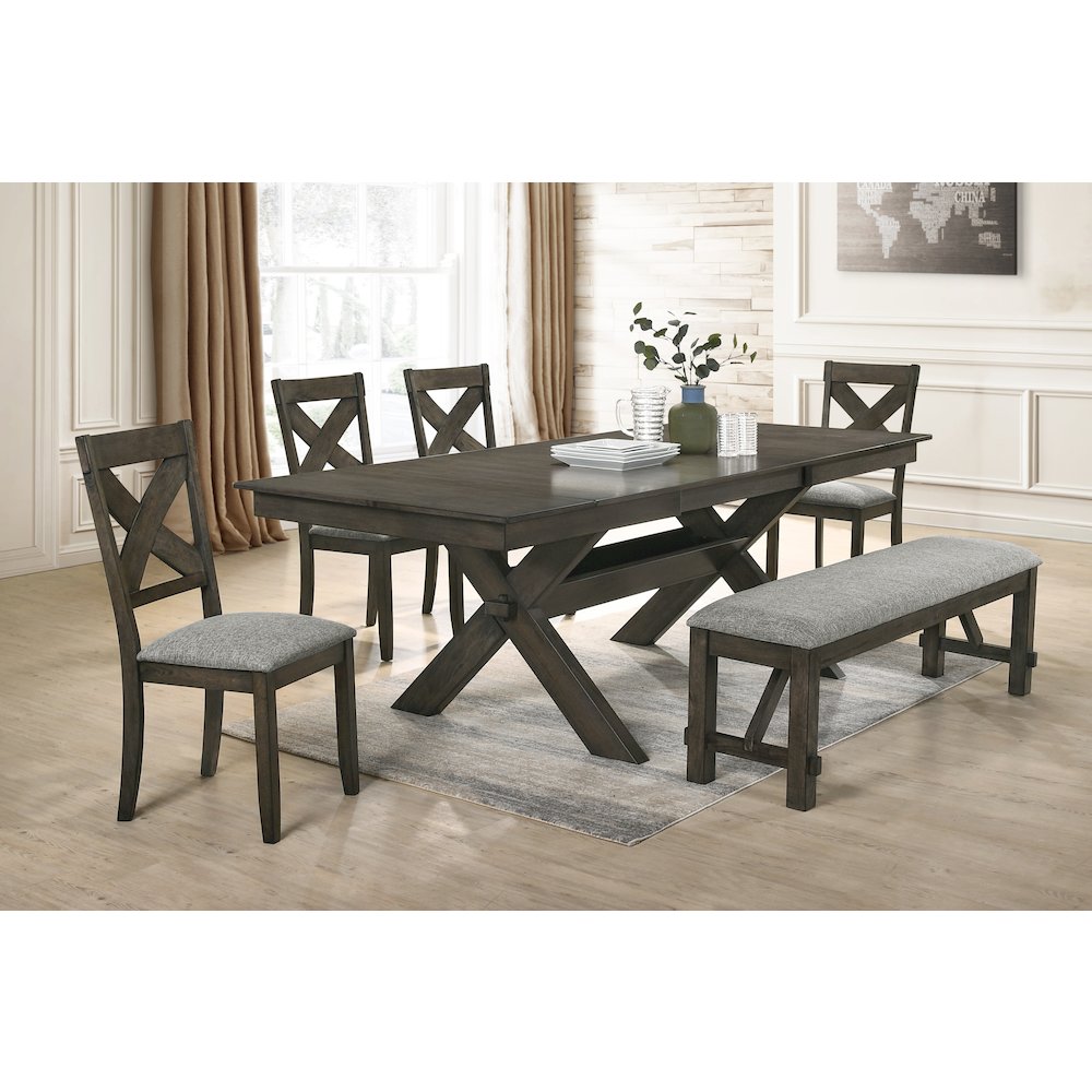 Gulliver 6-Piece Wood Dining Table Set in Brown