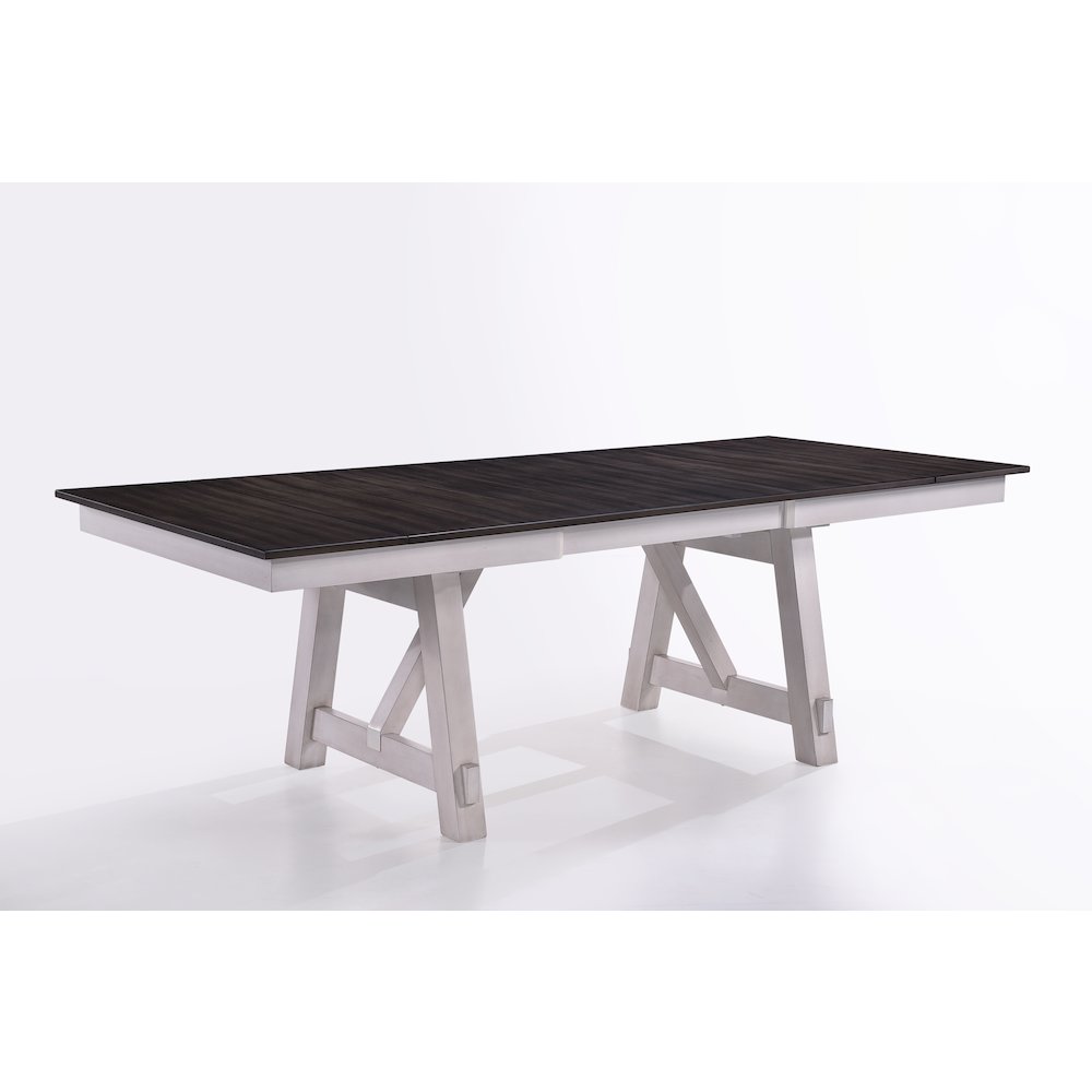 Maisie Wood Rectangle Dining Table in White/Brown