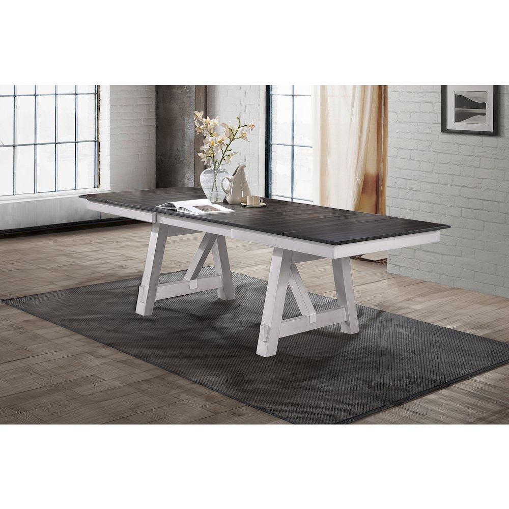 Maisie Wood Rectangle Dining Table in White/Brown