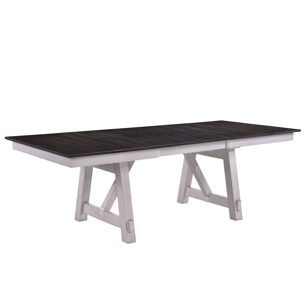 Maisie Wood Rectangle Dining Table in White/Brown