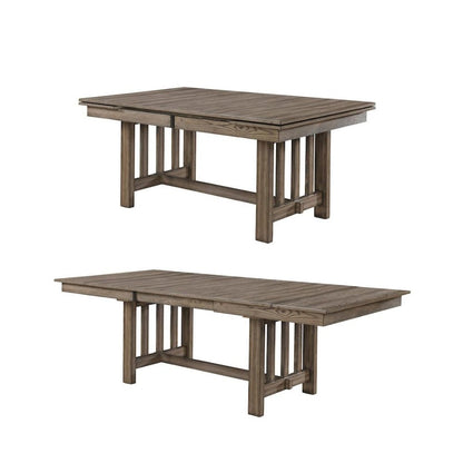 Brown Solid Wood Extendable Dining Table Set for 6 with Matching Chairs