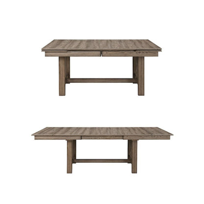 Brown Solid Wood Extendable Dining Table Set for 6 with Matching Chairs