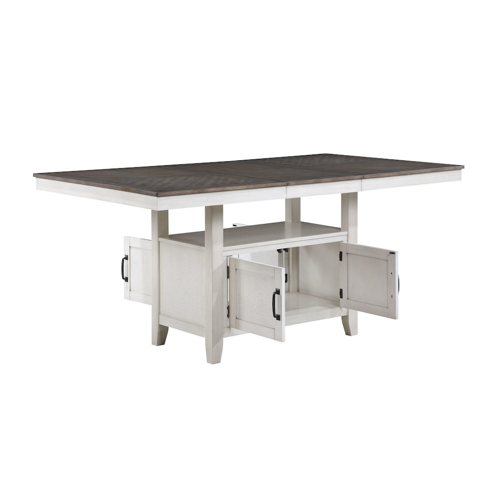 Richland 6-Piece Wood Dining Set w Bench in Stonewash Gray